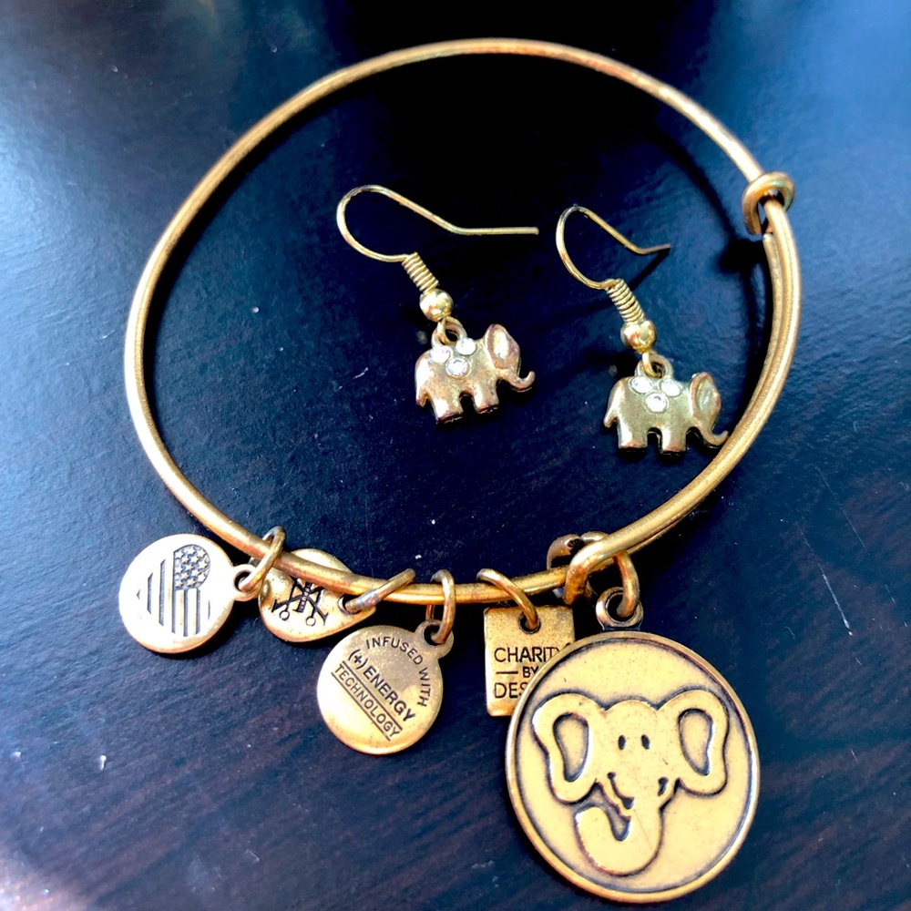Gold elephant jewelry set